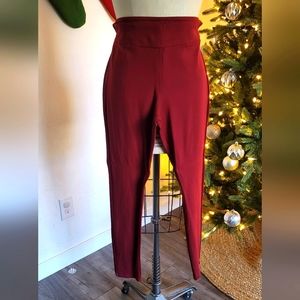 Burgundy High Waisted Leggings With Velvet
